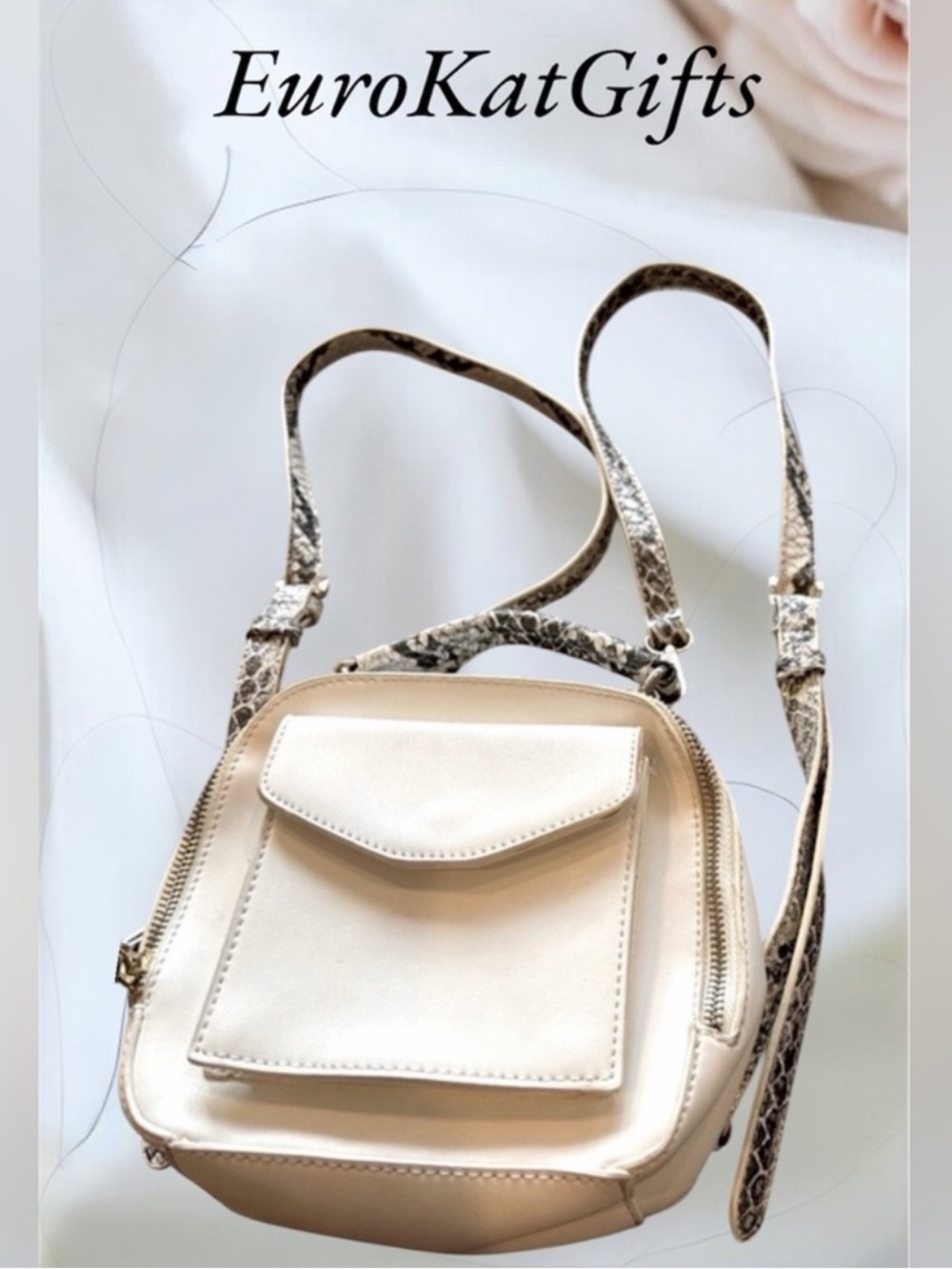 Free People Faux Leather White Mini Back Pack wear 3 ways Convertible NEW NWT